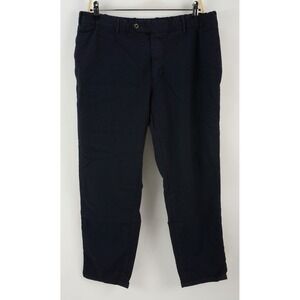 PT Torino Slim Fit Stretch Wool Seersucker Drawstring Trouser Men's 56 Blue Crop